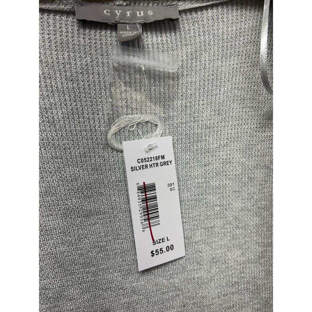 NWT Cyrus Hooded Sleeveless Cardigan Duster Silver Grey Size L - Picture 2 of 4